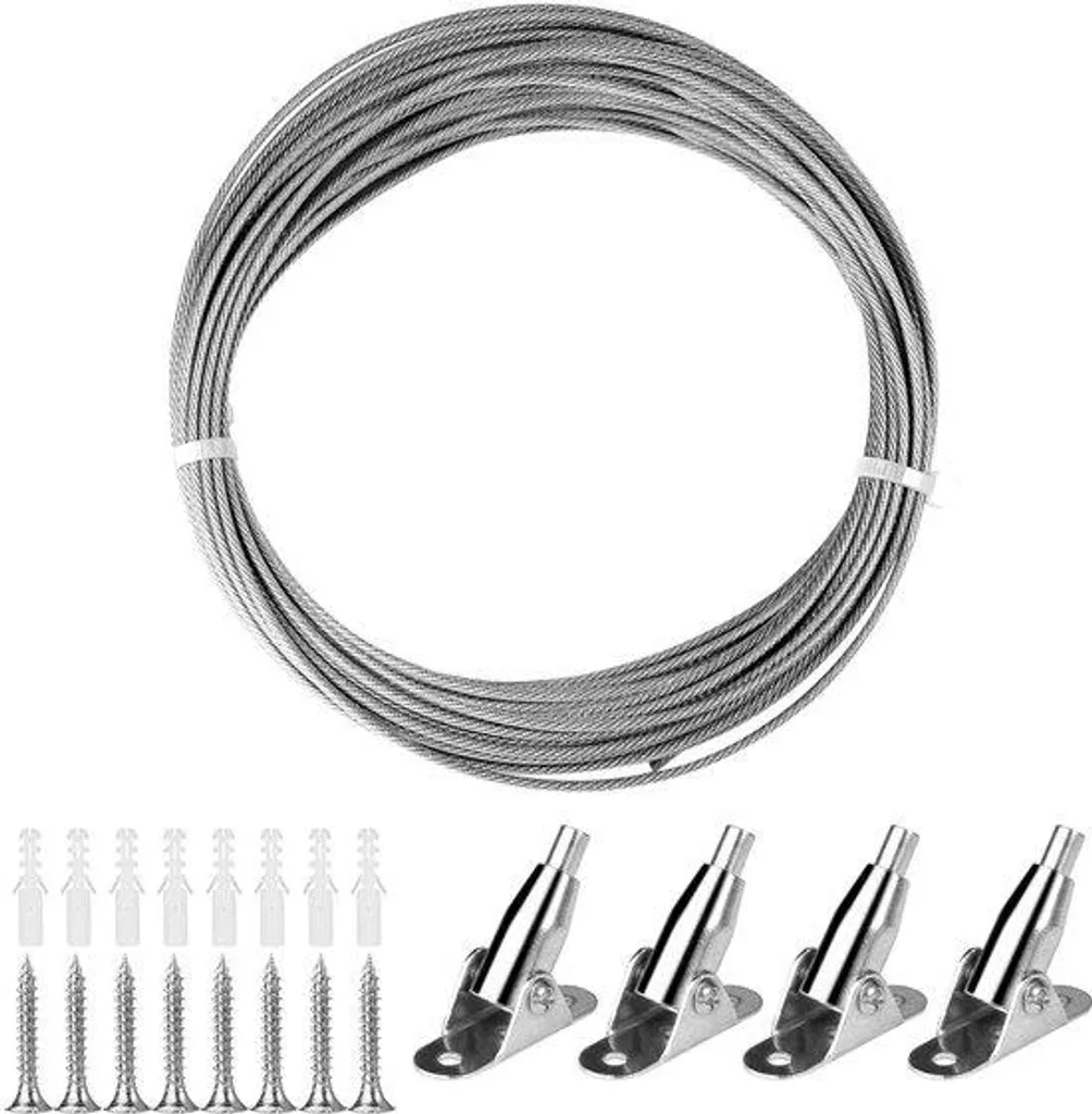 Câble Acier 2 mm Revêtement PVC Anti-Corrosion Longueur 10m Réglable