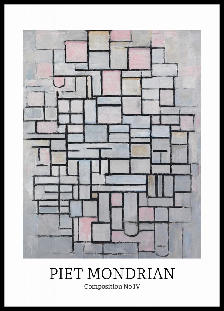 Plakat 50x70cm Design Komposition 4, Mondrian Vintage für das Wohnzimmer