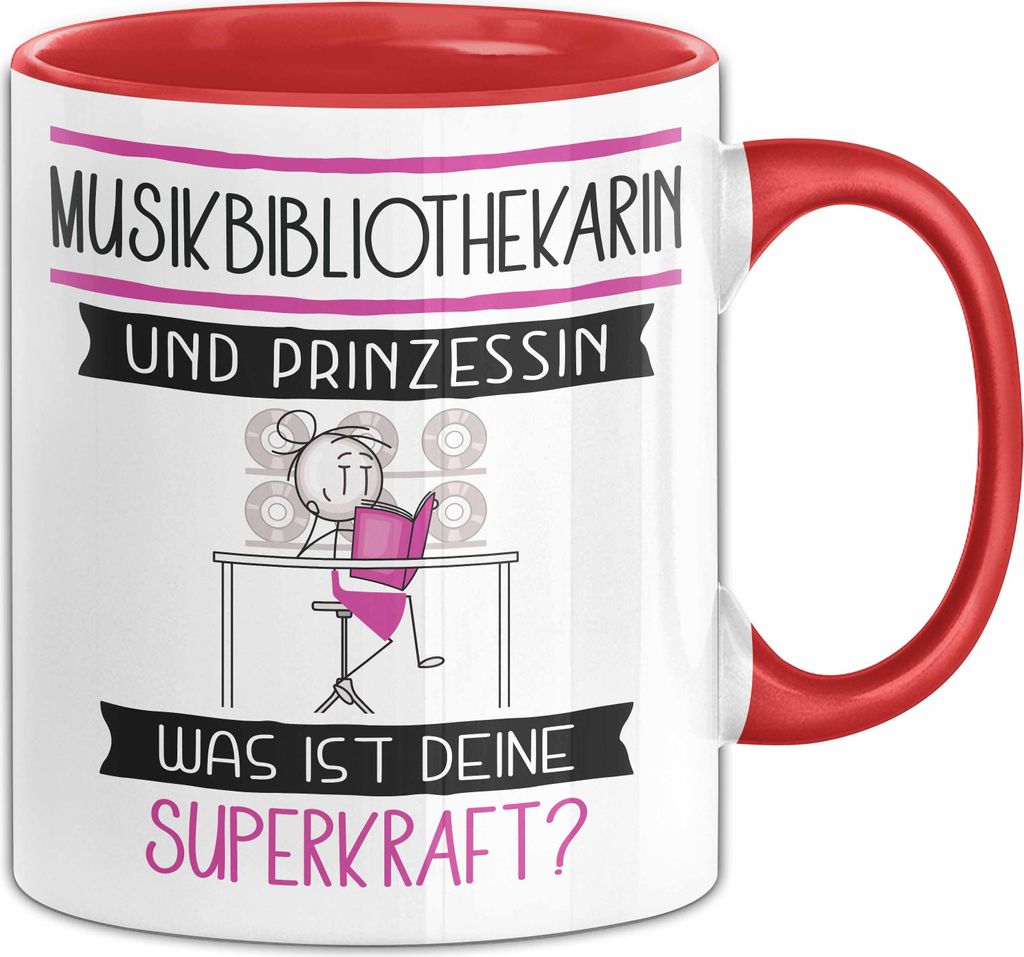 Musikbibliothekarin Und Prinzessin Tasse Geschenk Für Eine Musikbibliothekarin Geburtstag Was Ist Deine Superkraft (Rot)