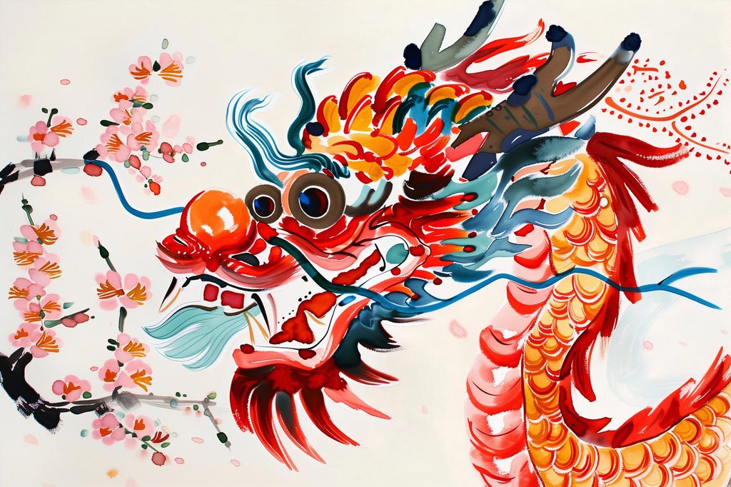 Plakat 30x20cm Drache in Lebhaften Farben