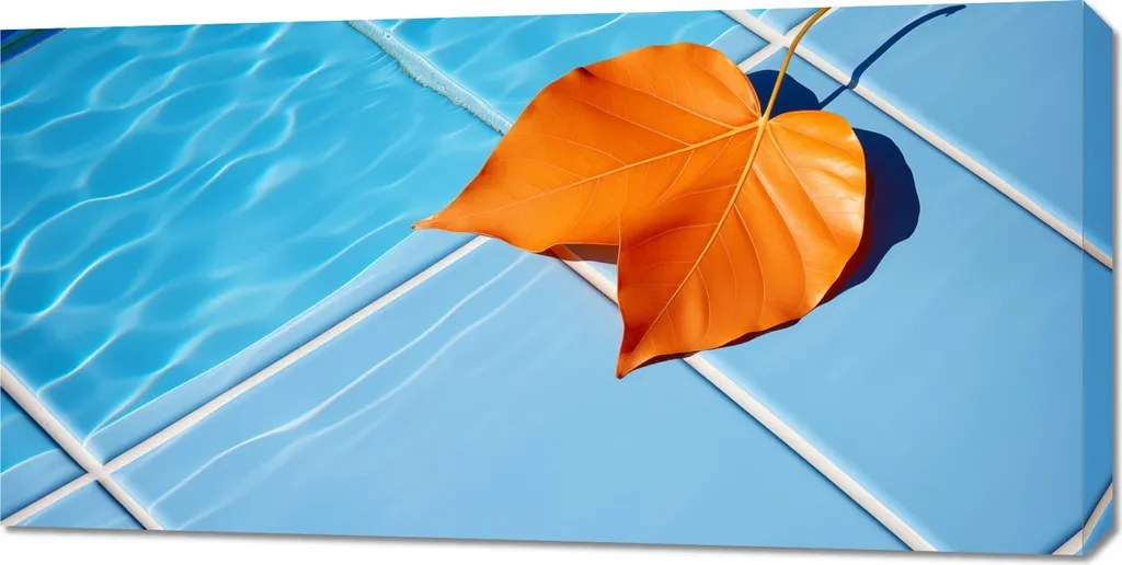 Tableau Feuille au bord de l'eau 100x50 cm - Toile Imprimée de Qualité