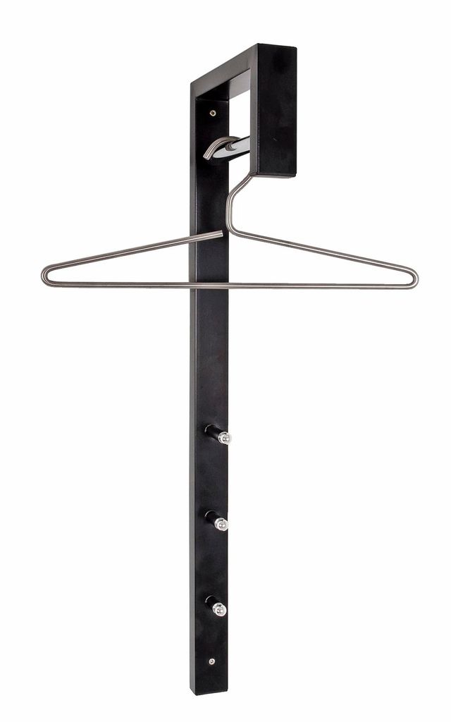 HAKU Wandgarderobe chrom, schwarz - Metall, B/H/T: 4x70x20 Produktbild 