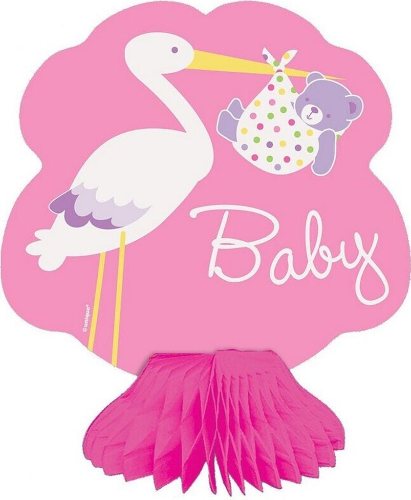 Unique Party - Storch - Dekoration, Kleines Mädchen 4er-Pack SG26029 (Einheitsgröße) (Pink/Weiß)