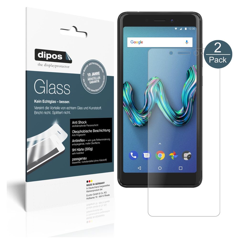 2x Schutzfolie für Wiko Tommy 3 matt - Anti-Shock 9H Folie dipos Glass