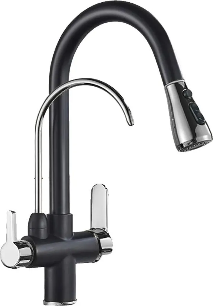 Miscelatore Cucina Design Nero con Filtro Acqua e Doccetta Professional