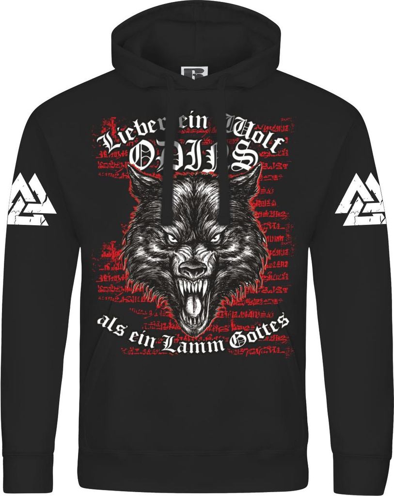 Herren Kapuzenpullover Lieber ein Wolf Odins als ein Lamm Gottes