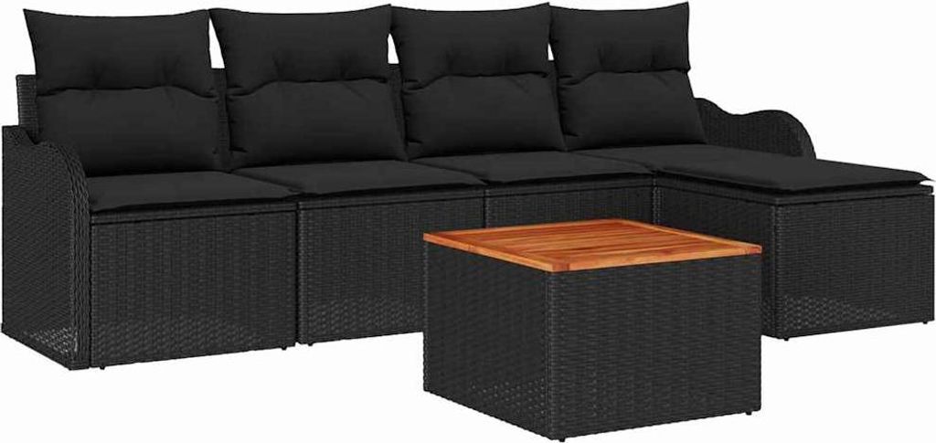 "WINTER SALE" Garten-Sofa-Set - elegantes Design - Sitzgruppe mit Sofa, Tisch - 6 pcs Schwarz - Terassenmöbel NeuMöbel415269