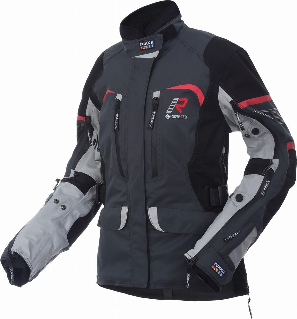 Rukka Rimorina Damen Motorrad Textiljacke, anthrazit/weiß/rot, 42