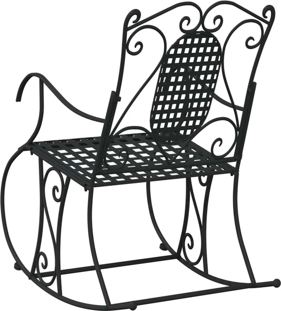 Chaise à bascule en Acier Noir 84 cm - Structure Robuste et Confort Durable - 6