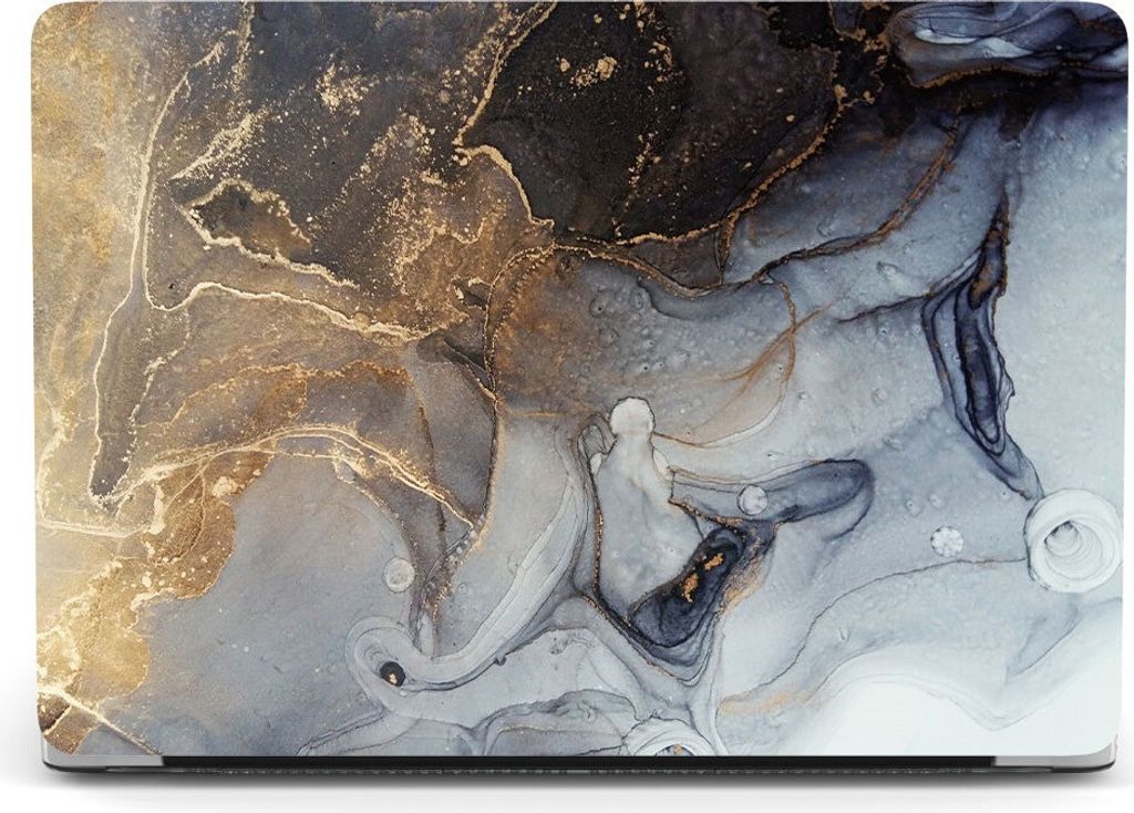 Schutzhülle für Apple MacBook Air 13" (2020-2018) 2-Teilig Hartcase Schutz Etui Tasche Hülle Modell A2337(M1)/A2179/A1932 - Schwarz/Gold Marmoriert