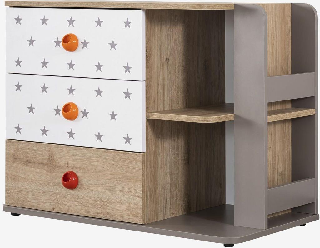 Kommode Stars mit 3 Schubladen in Holzoptik/Braun