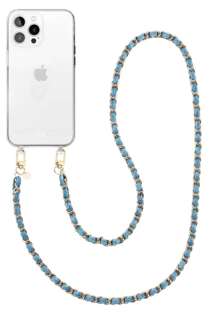 Classic Chain - Denim (Lange Handykette) Transparant Cord Hülle - Kompatibel mit iPhone 16 Pro Max