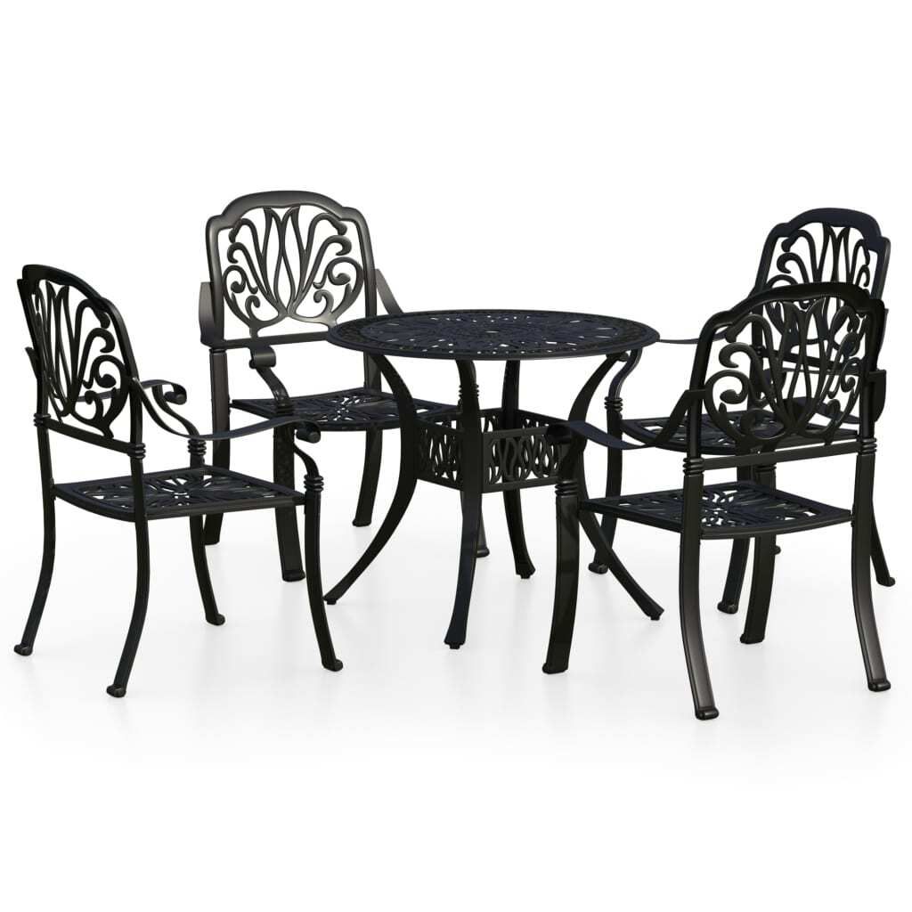 vidaXL 5-tlg. Bistro-Set Aluminiumguss Schwarz