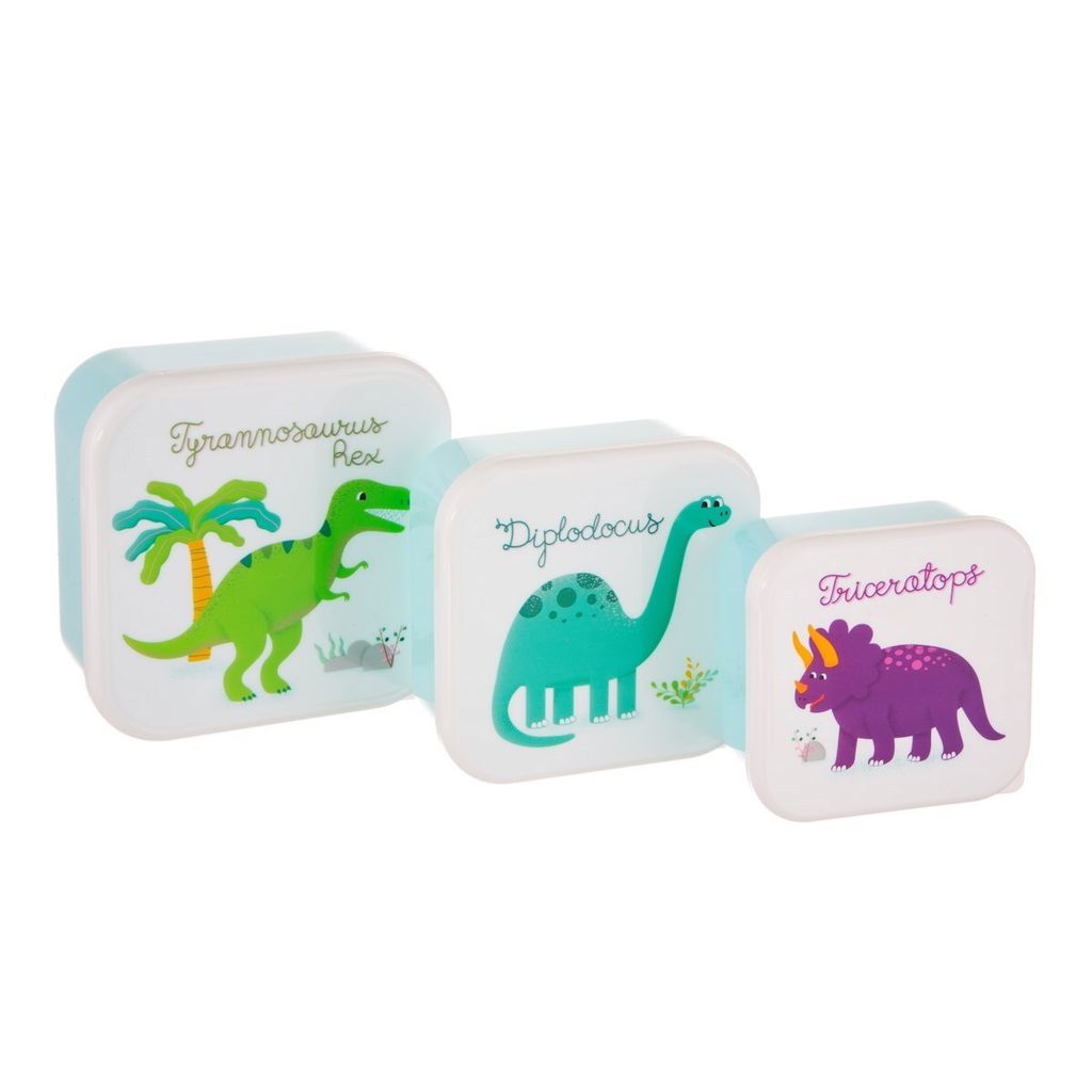 Snack Box Set Dinosaurier Lunchbox Obst Behälter 3-tlg ca. 11,5x11,5x5,5 cm (große Box)