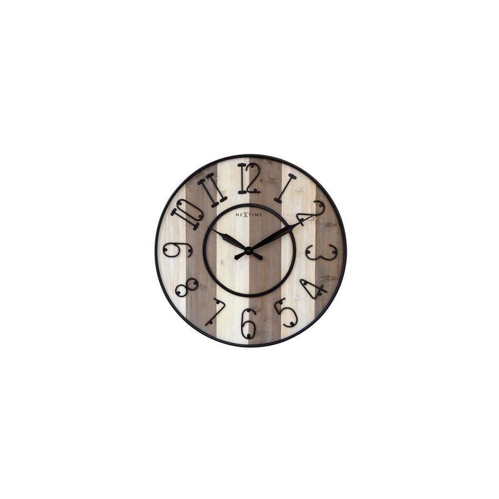 Wanduhr Holz Ø50cm Modern Leise Metallstruktur Braun/Schwarz