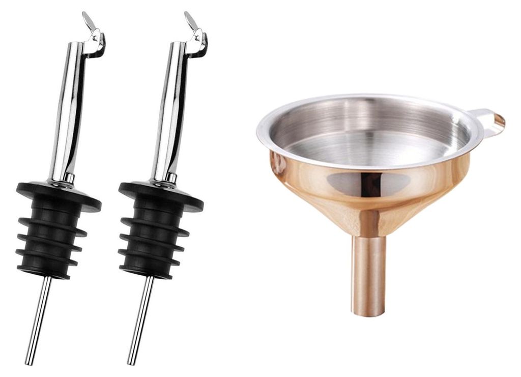 2 Stück Flaschenausgießer, Ausgießer Spirituosen mit Trichter für Wein Olivenöl Kaffee Sirup Essig Öl-Ausgießer Ideal für Partys, Bars (Sch...