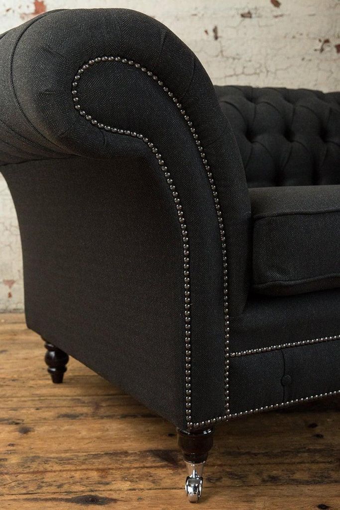 Chesterfield Sessel Fernseh Couch 1 Sitzer Sofa Textil Stoff Couchen Polster 201