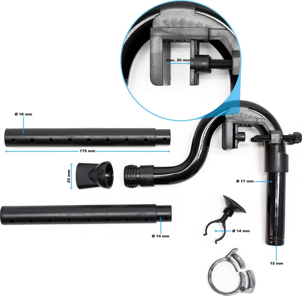 SunSun Auslass Set Ersatzteil Set für HW-402B Aquarium Außenfilter – mit Auslassbogenrohr 180° Winkel, Fixierungsklemme, Düsenrohr, Düse, Sa...