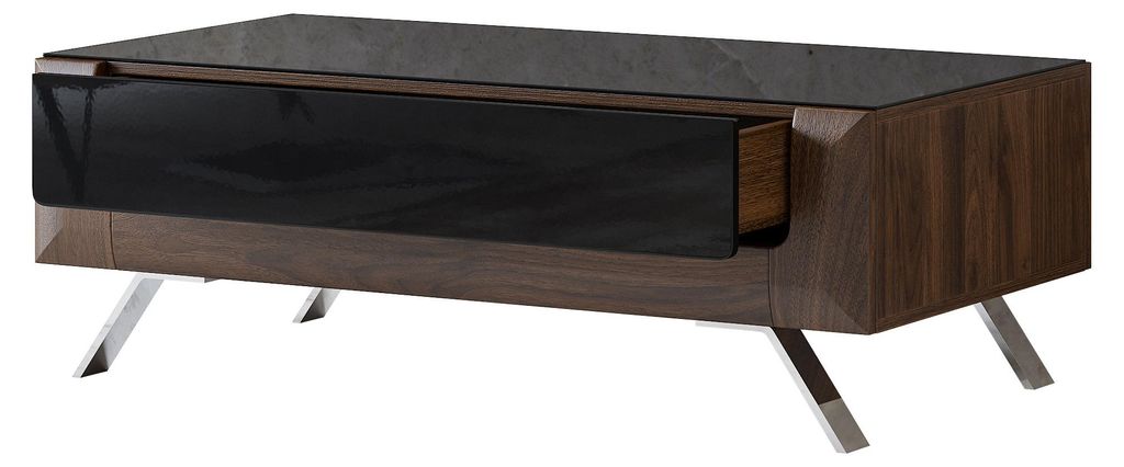 Couchtisch Wohnzimmertisch Kleve 110x65x45cm Columbia Walnuss schwarz Hochglanz