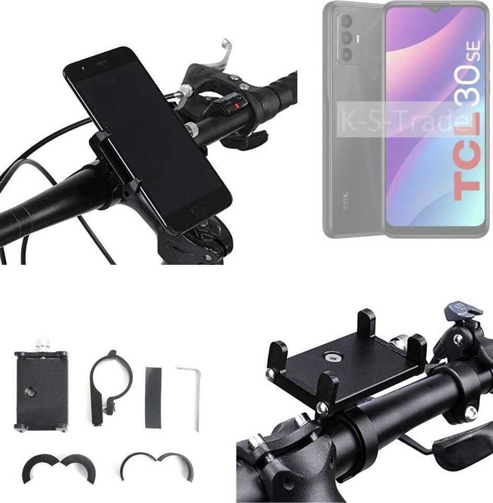 K-S-Trade Handyhalterung für das Fahrrad kompatibel mit TCL 30 Se Halter Lenkstange Fahrradhalterung Motorrad Bike Mount Befestigung Smartphone Handy