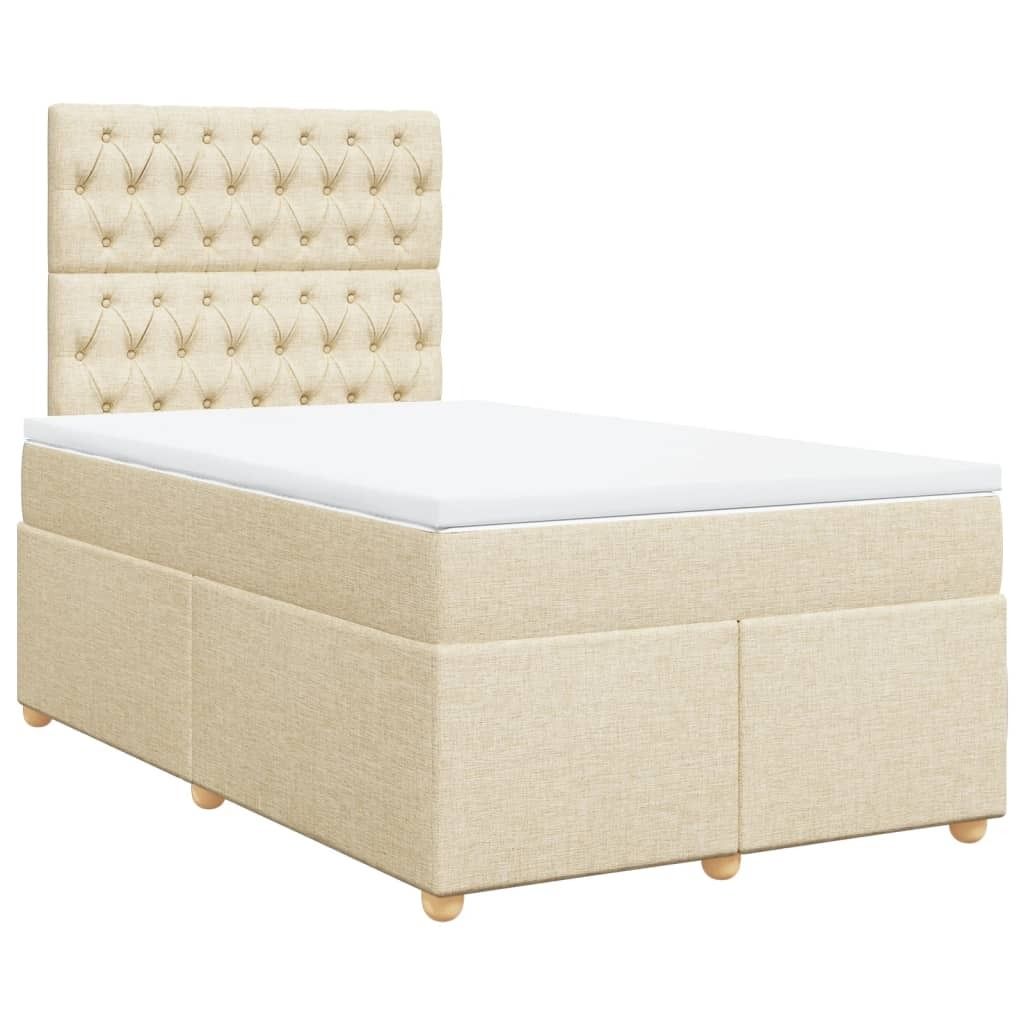 vidaXL Boxspringbett mit Matratze Creme 120x190 cm Stoff