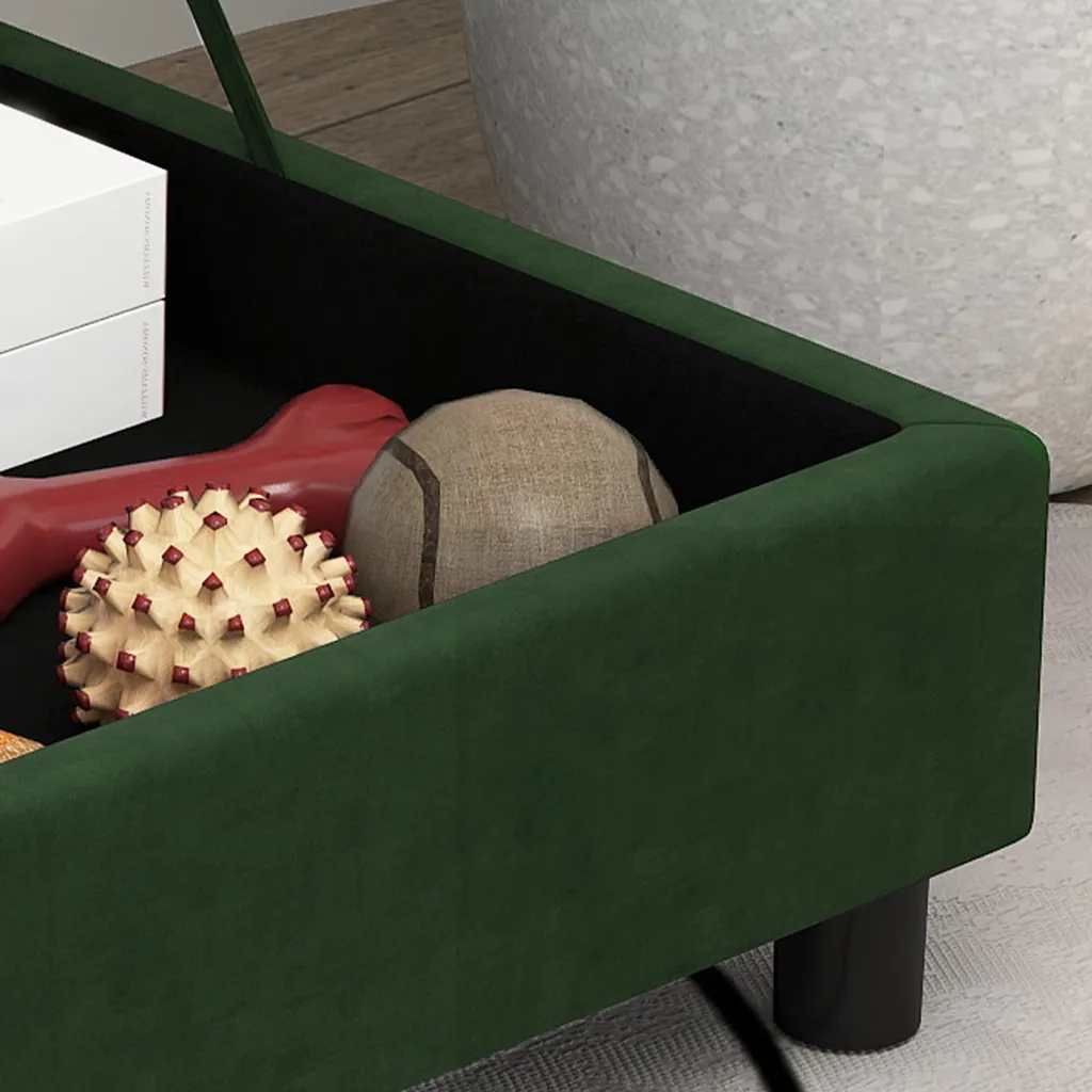Canapé Chien Confortable Vert avec Coffre et Coussin Lavable 76 cm - 9