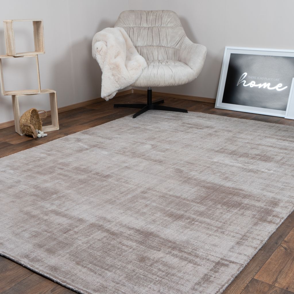 CONSILIO CONCEPT 80 x 150 Teppich Wohnzimmer Taupe Nobel Seidenglanz Viskose moderner weich soft luxus