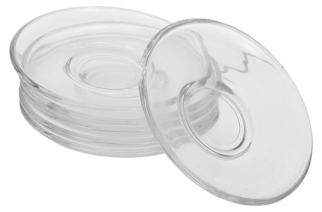 6 Stück Runde Glasuntersetzer Transparent für Teetassen Multifunktionale Glasteller als Dessertschalen und Kerzenhalter Leicht und Platzsparend W...