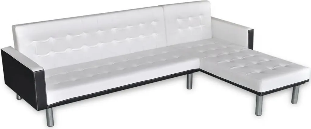 Canapé convertible d'angle blanc en similicuir design vidaXL chic