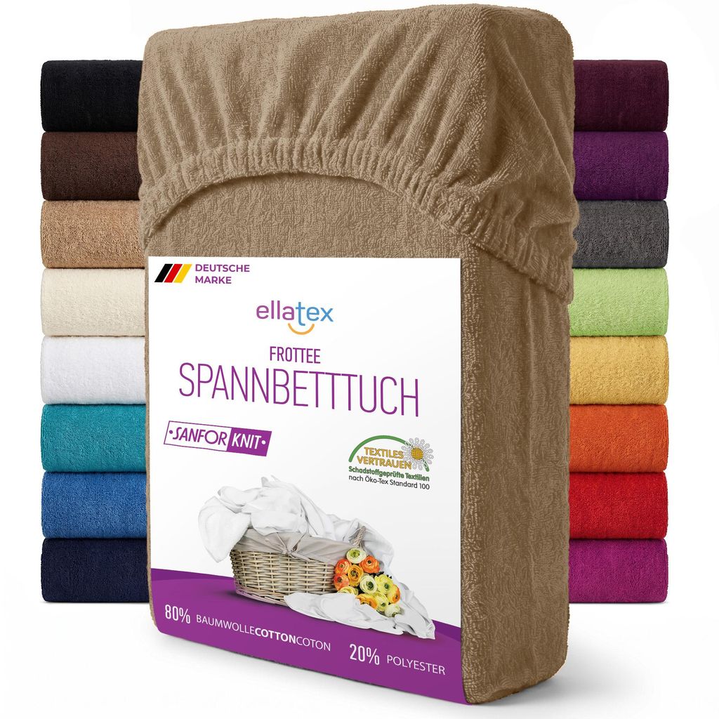 EllaTex Frottee Spannbettlaken 90x200 – 100x200 Baumwolle – Produktbild 
