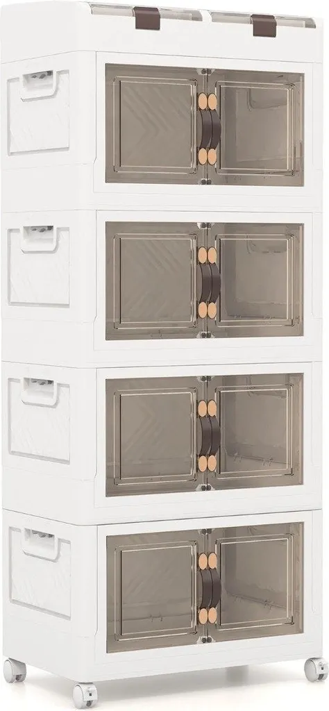 Armoire de rangement modulable 210L en plastique pliable avec portes
