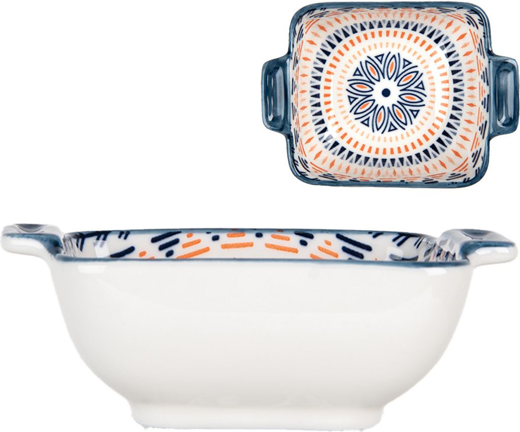 Clayre & Eef Schale 75 ml Weiß Blau Keramik