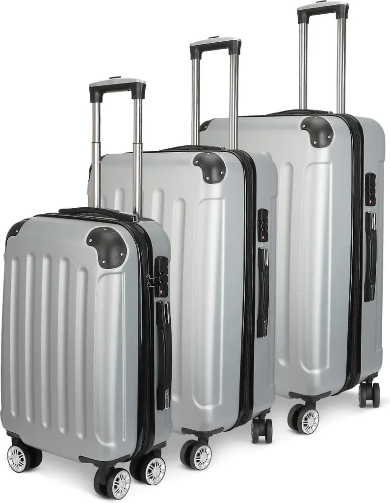 Valises à roulettes 360 degrés argent : confort et poignée ergonomique