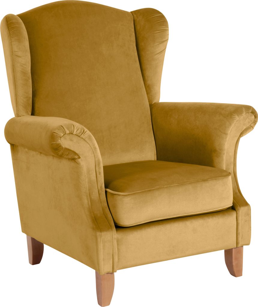 Max Winzer Ohrenbackensessel Verita - Samtvelours mais - Maße: 88 x 84 x 108 cm