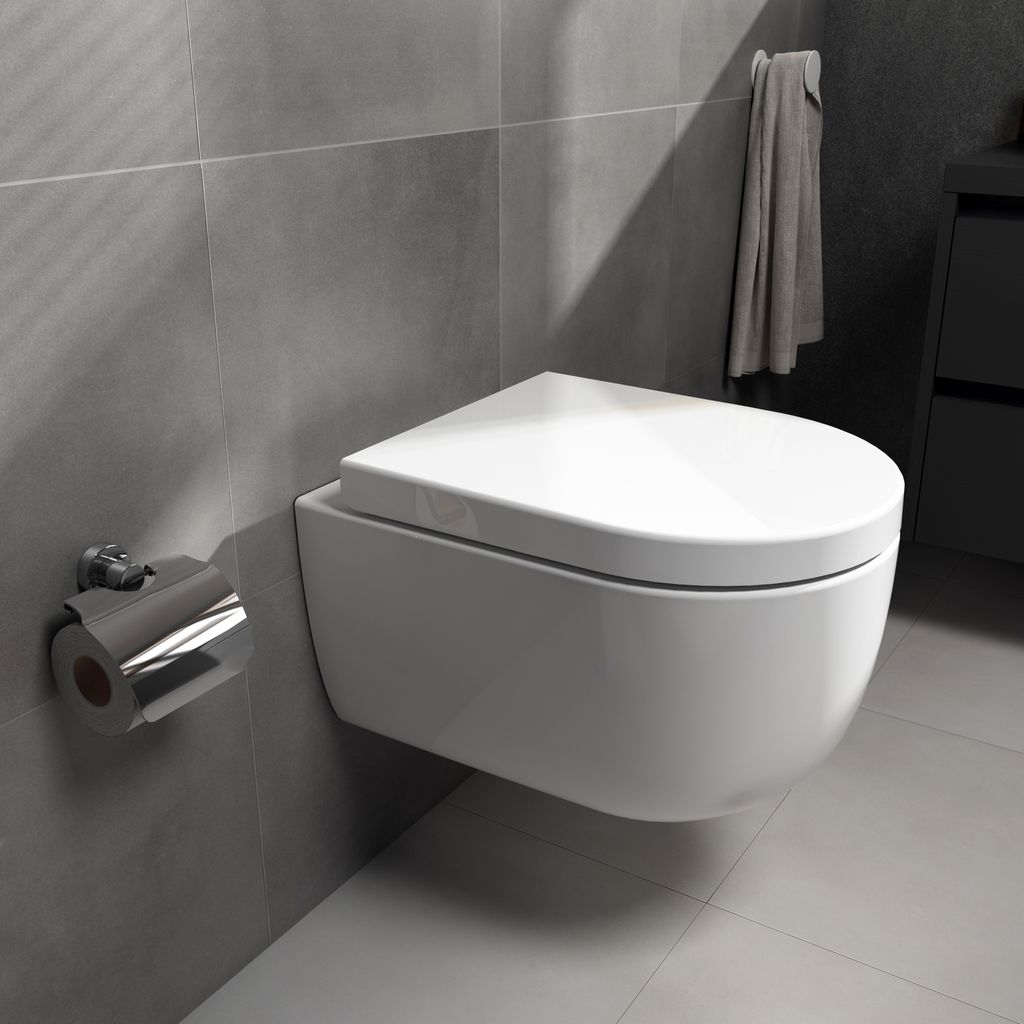 Spülrandlos Wand-WC Hänge-WC Spülrandloses Toilette Softclose WC-Sitz abnehmbar 