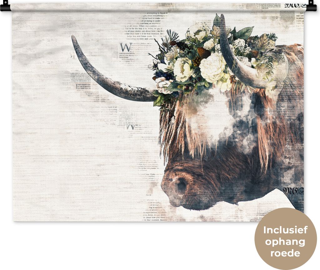MuchoWow® Wandteppich Wandbehang Schottisches Hochlandrind Produktbild 