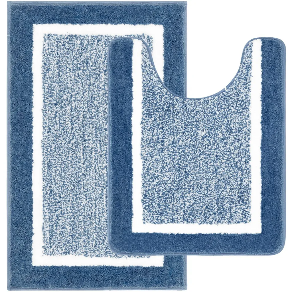Tapis de Bain pour Sortie de Douche 50x80 cm Bleu Set de 2 Pratiques