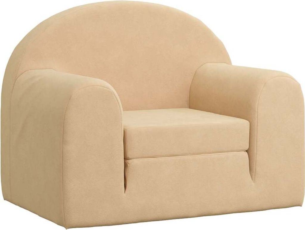 vidaXL Rozkladacia pohovka pre deti Cream Soft Plush Obrázok produktu 