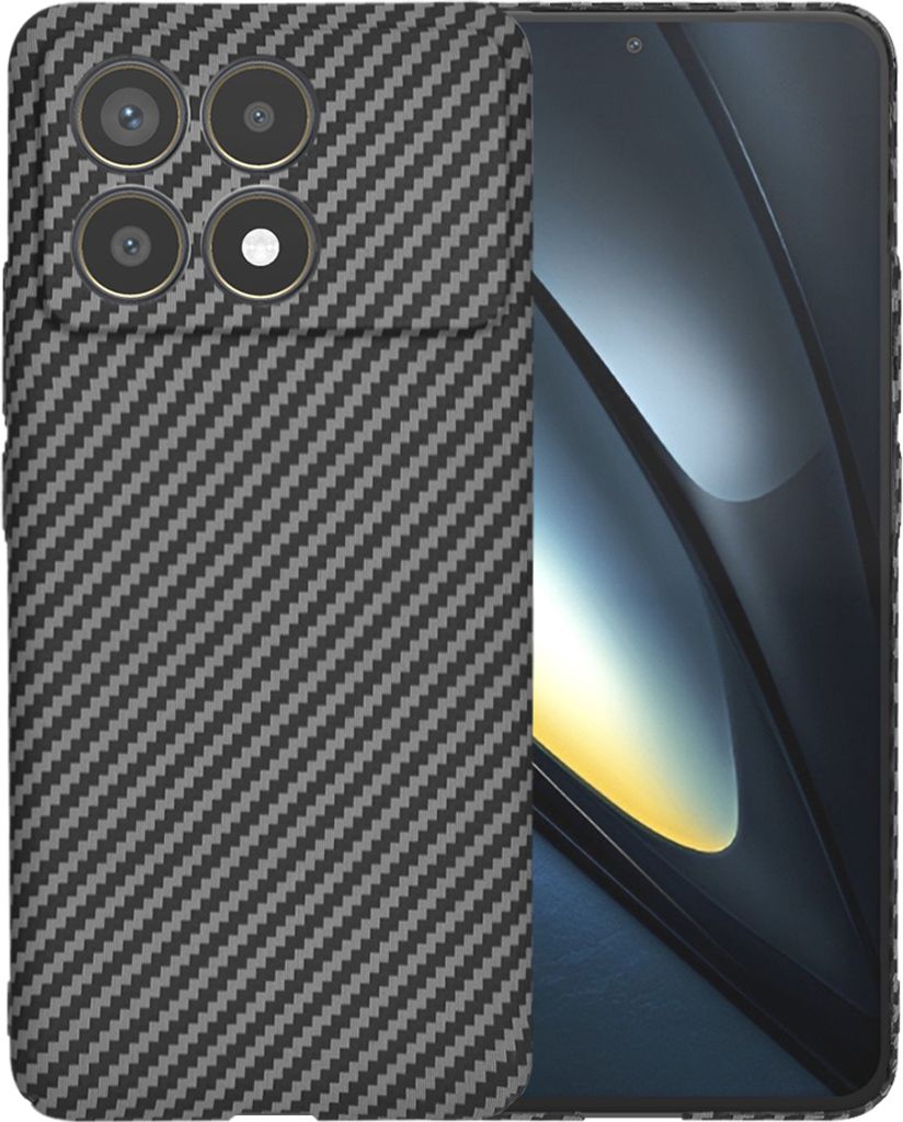Techsuit Carbonite FiberShell Back Cover Hülle für Xiaomi Poco F6 Pro - Schwarz