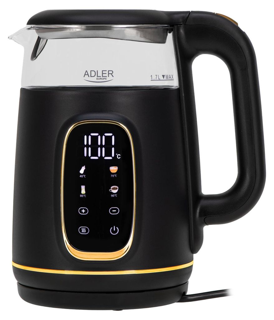 Adler AD 1305 Schwarzgold Glas Wasserkocher Produktbild 