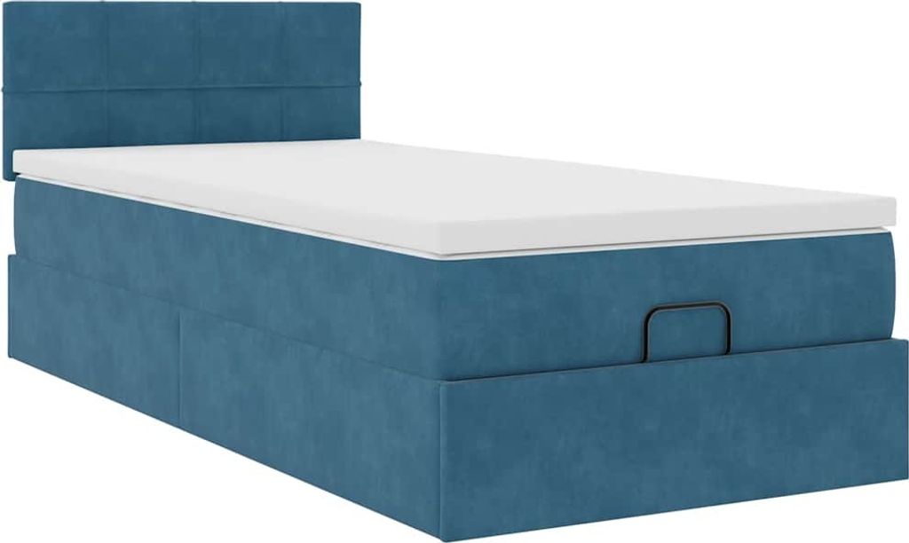 Ottoman-Bett mit Matratze Dunkelblau 90x200 cm Samt