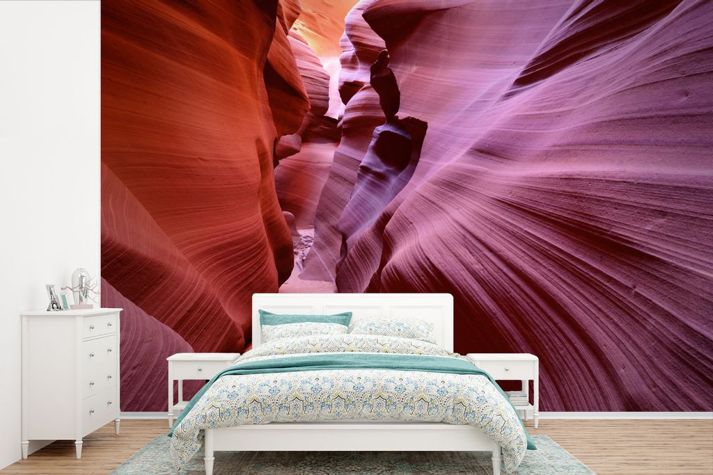 MuchoWow Fototapete für Wohnzimmer oder Schlafzimmer Wandtapete Vinyl Motivtapete Gewellte Felsen in der tiefen Antelope-Schlucht - 600x400 cm -...