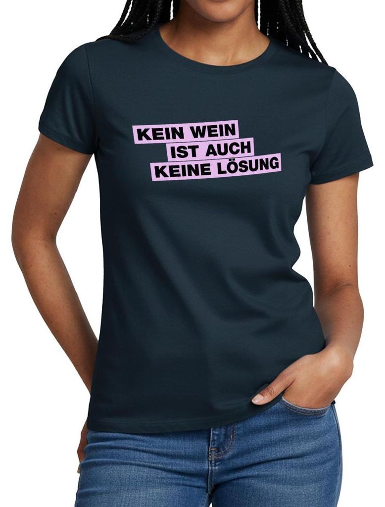 Spreadshirt Kein Wein Ist Auch Keine Lösung Alkohol Frauen T-Shirt, XXL, Navy