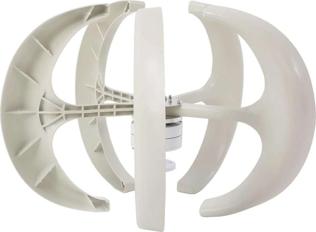 Windgenerator - Vertikales Windturbinen-Set - 24V 600W - 5-Blatt - Flanschmontage - Laderegler - Für Hausstrom - Weiß