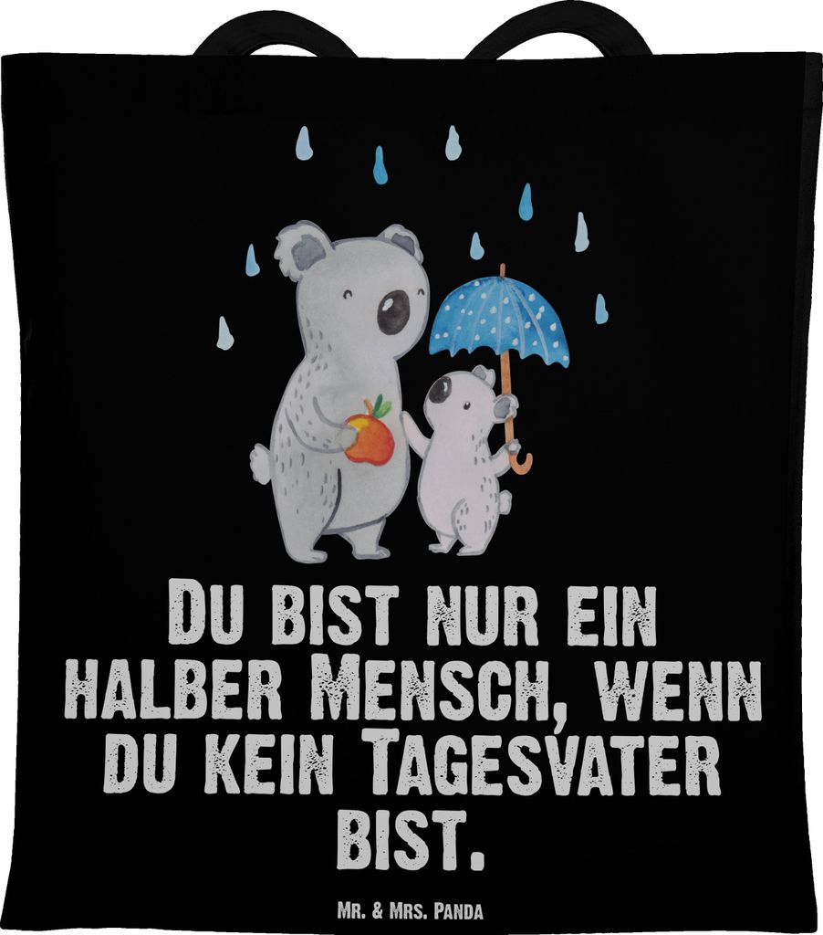 Mr. & Mrs. Panda stoff shopper Tagesvater Herz - Schwarz - Geschenk, Stoffbeutel, Tasche, canvas, Laptoptasche, Beutel, Tote Bag