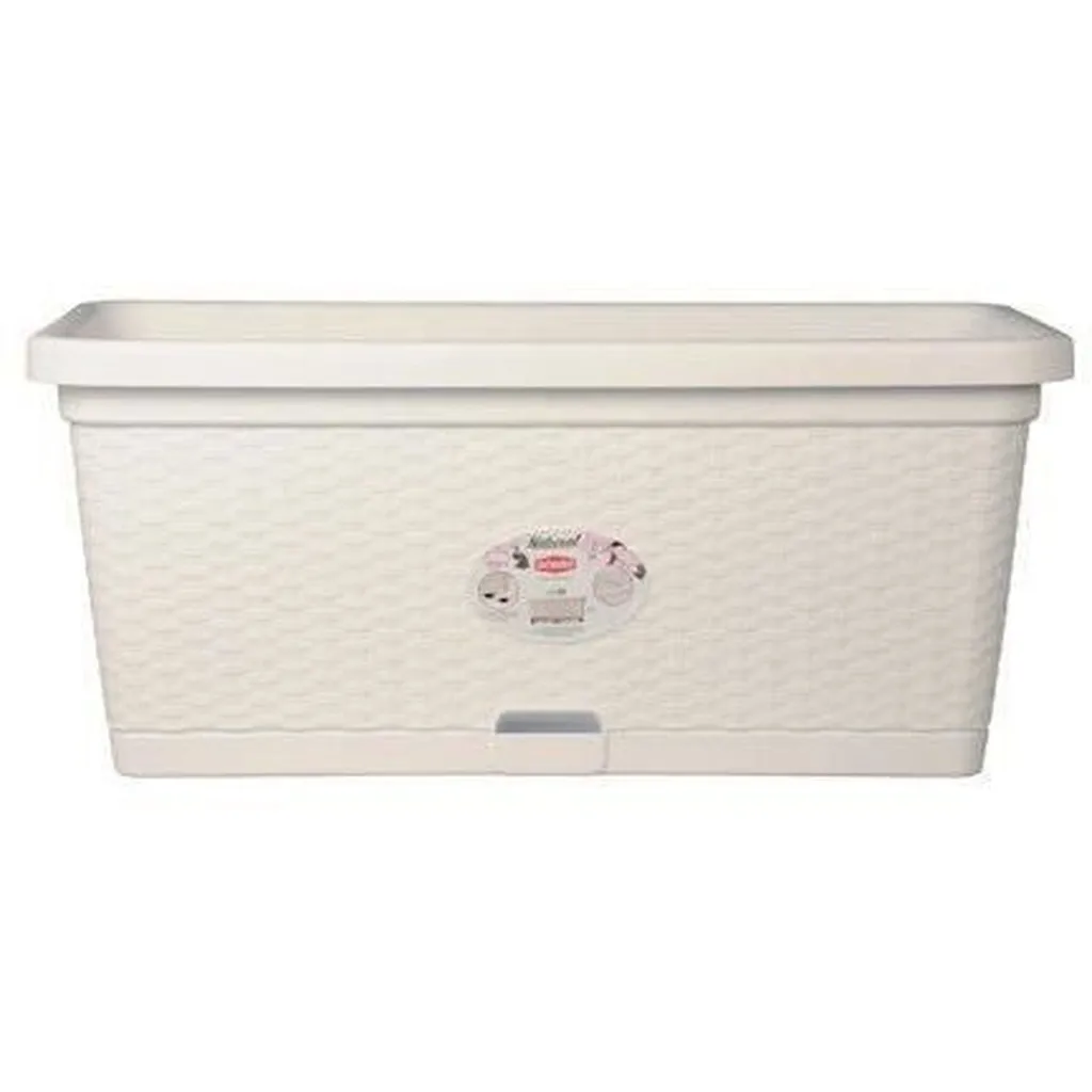 Bac à fleurs blanc 80cm NATURAL en plastique résistant aux chocs et UV