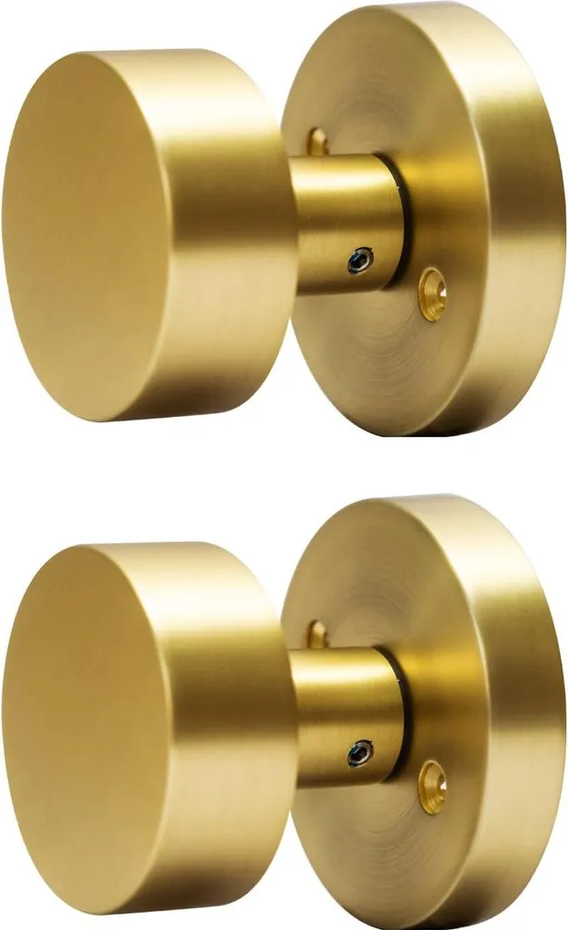 Boutons de porte fixes laiton satiné or - Finition premium 2 pièces