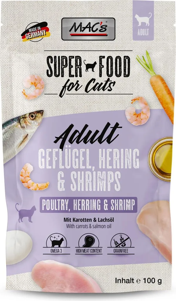MAC's Cat Sachet Fraîcheur Riche en Viande Volaille et Hareng 100g