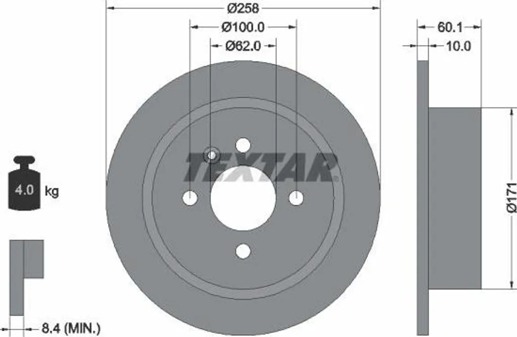 Textar 92019200 Disque de frein haute teneur en carbone pour BMW E30 OE