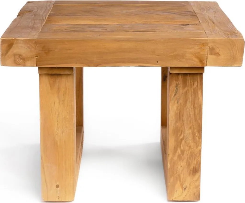 Table basse d’appoint 50x50x40cm en teck recyclé pour salon et déco - 8